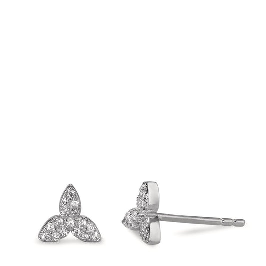 Clous d'oreilles Argent Zircone Rhodié Ø7 mm