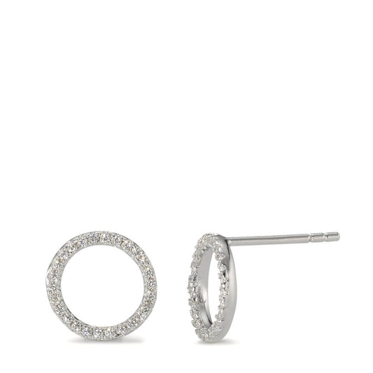 Clous d'oreilles Argent Zircone Rhodié Ø10 mm