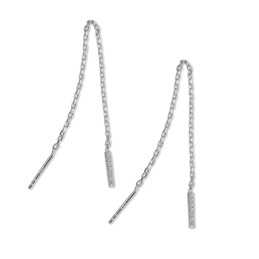 Boucles d'oreilles pendantes Argent Zircone 14 Pierres Rhodié