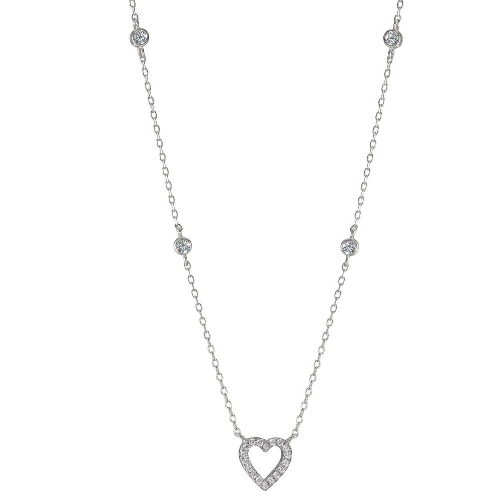 Collana Argento Zirconia rodiato Cuore 40-45 cm