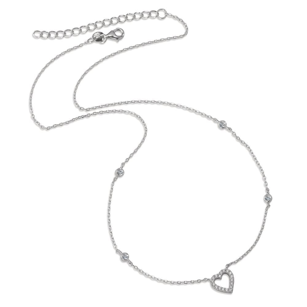 Collana Argento Zirconia rodiato Cuore 40-45 cm