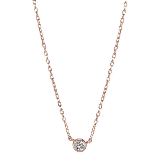 Collier Argent Zircone rosé Plaqué or 40-45 cm