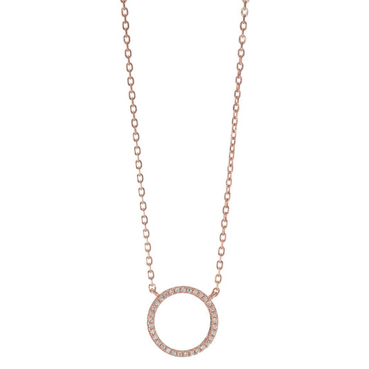 Collier Argent Zircone rosé Plaqué or 39-44 cm Ø14 mm