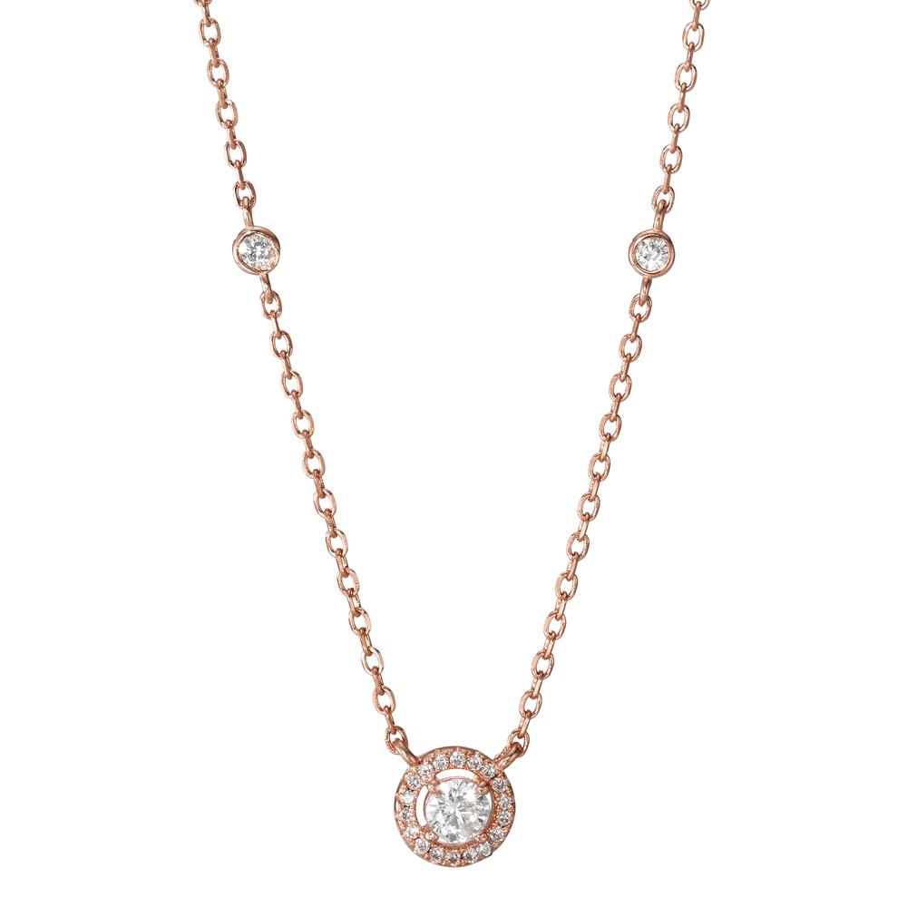 Collier Argent Zircone rosé Plaqué or 39-44 cm