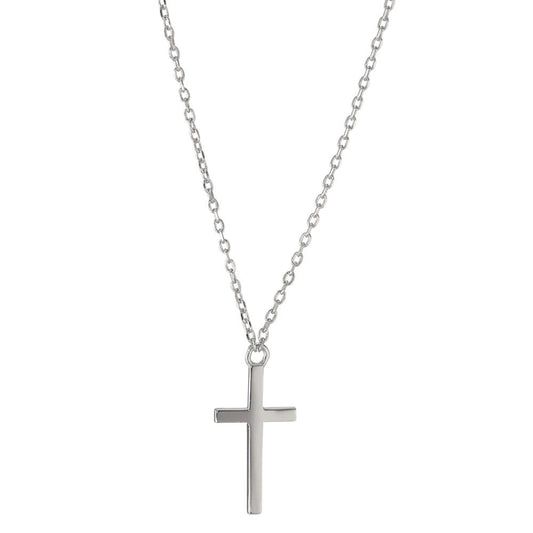 Collier Silber rhodiniert Kreuz verstellbar