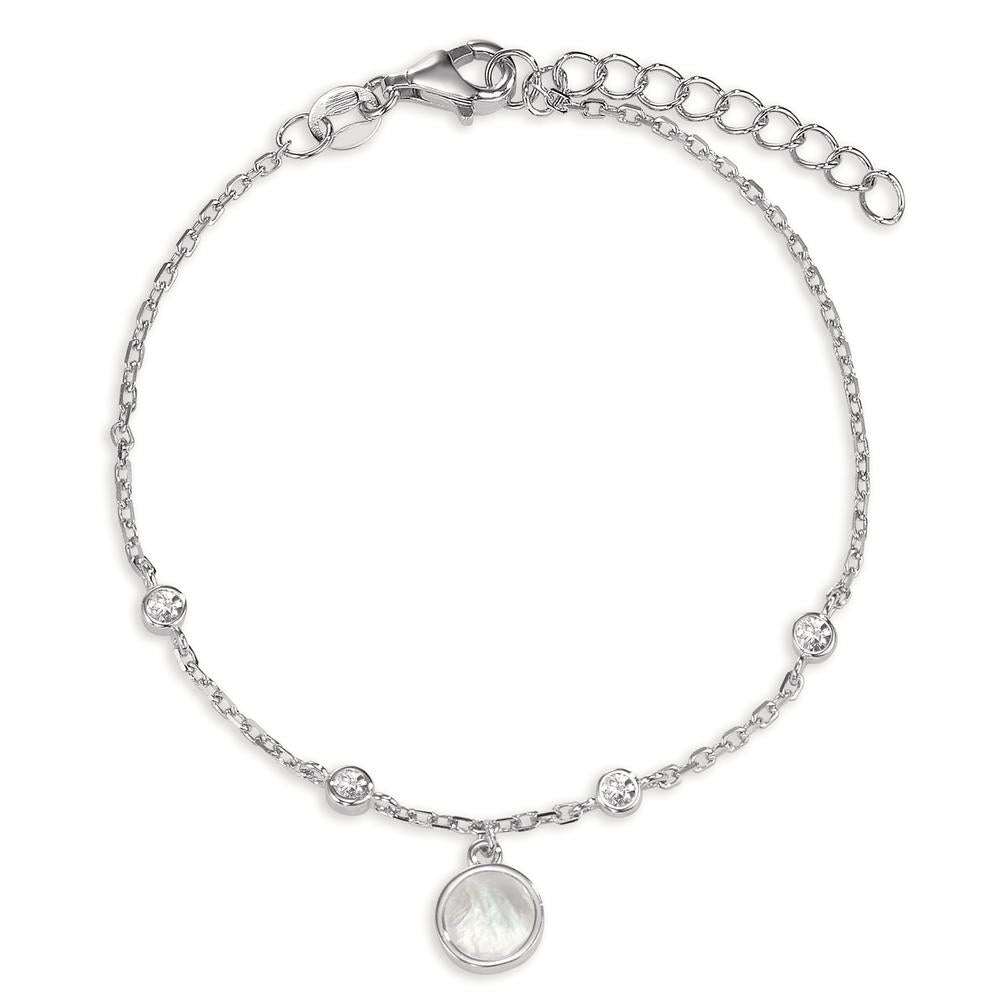 Bracciale Argento Zirconia 4 pietra rodiato Madreperla 16-19 cm