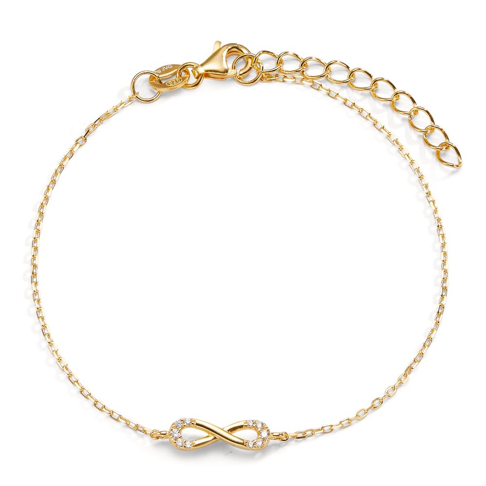 Bracciale Argento Zirconia 10 pietra giallo dorato Infinito 15.5-18.5 cm