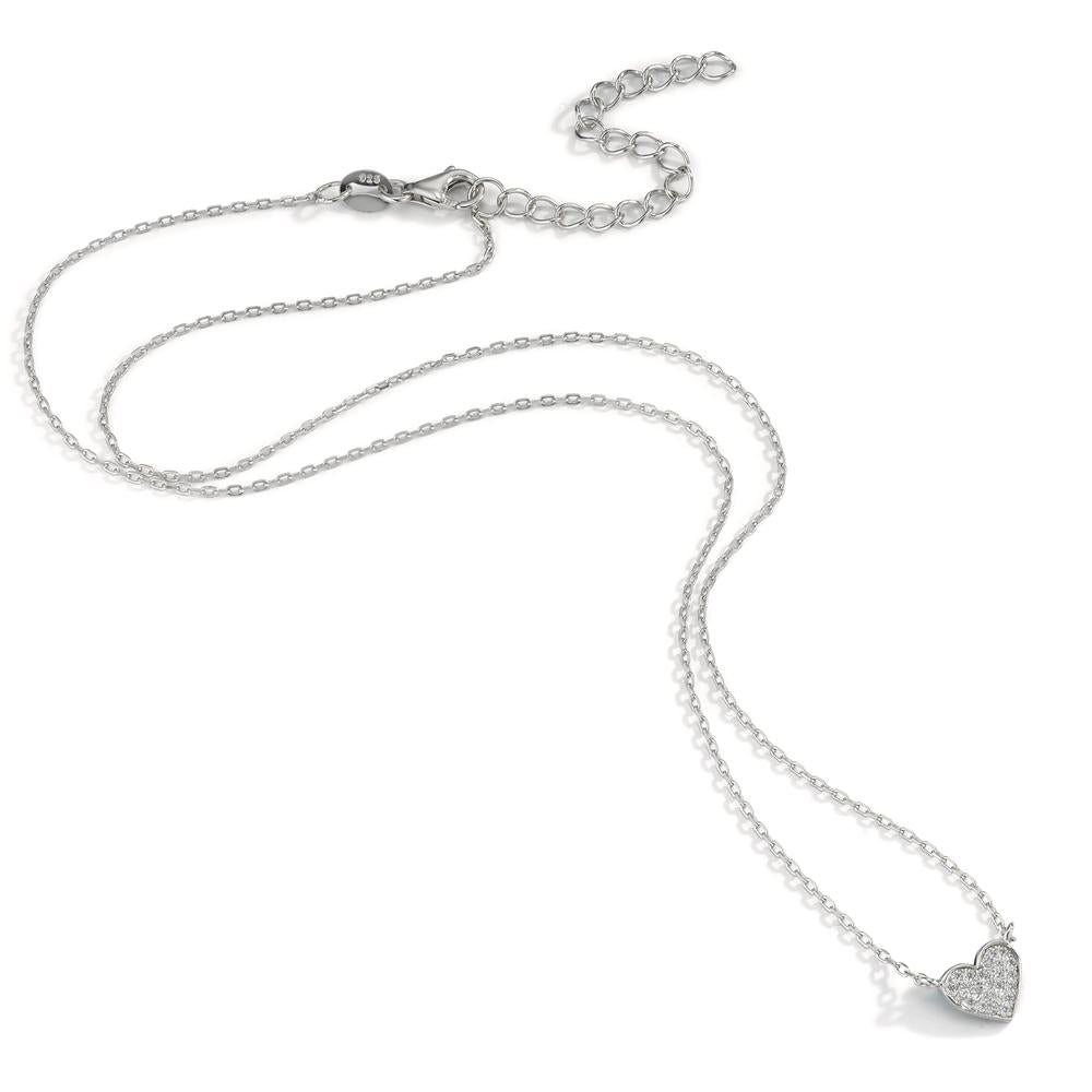 Collana Argento Zirconia rodiato Cuore 39-44 cm