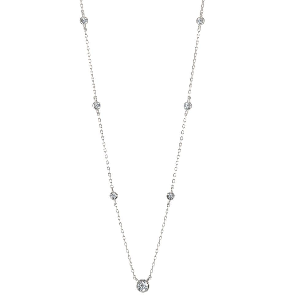 Collier Argent Zircone 7 Pierres Rhodié 35-40 cm