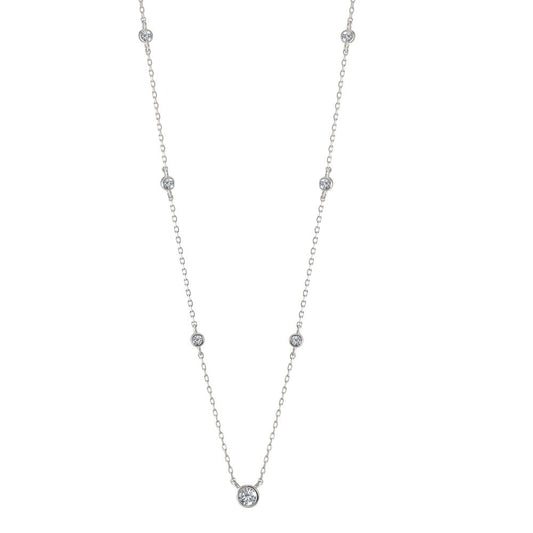 Collana Argento Zirconia 7 pietra rodiato 35-40 cm