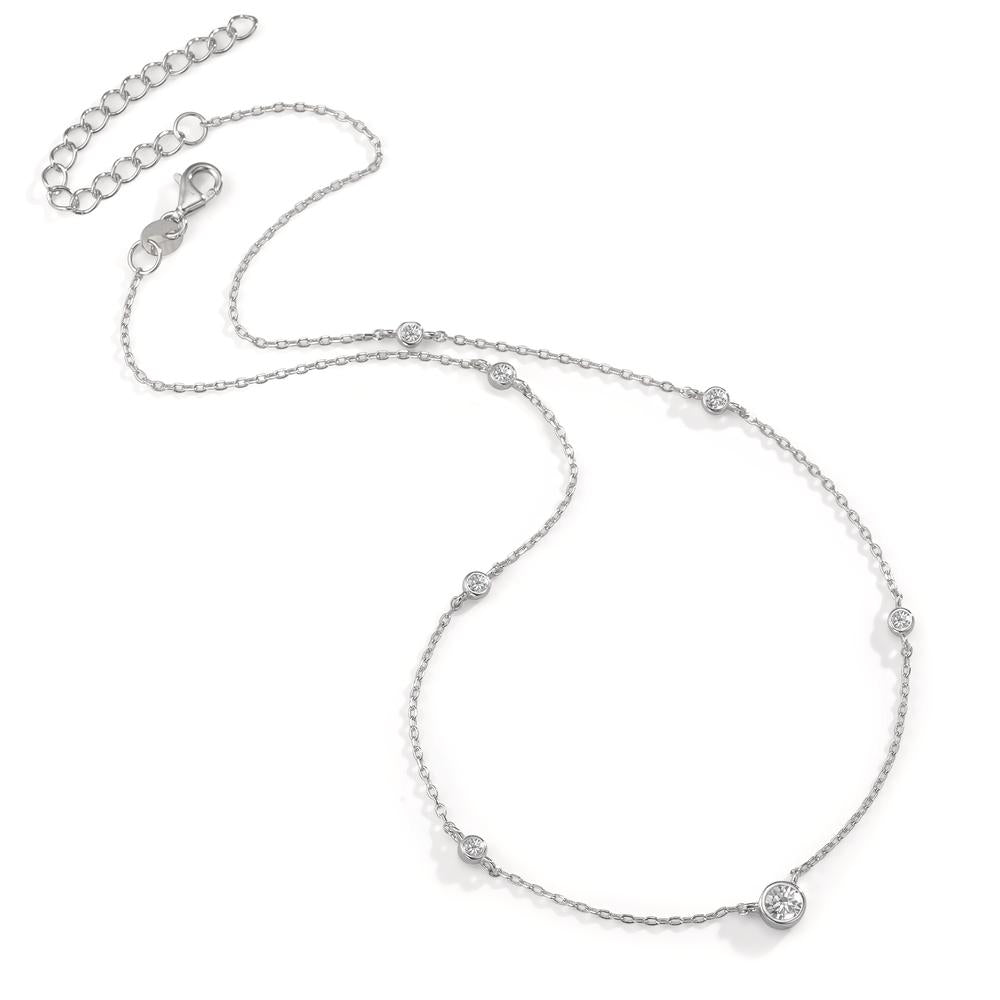 Collier Argent Zircone 7 Pierres Rhodié 35-40 cm