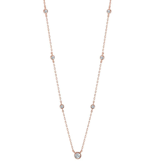 Collier Argent Zircone 7 Pierres rosé Plaqué or 35-40 cm