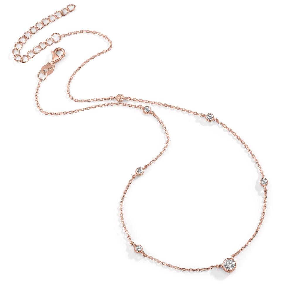 Collier Argent Zircone 7 Pierres rosé Plaqué or 35-40 cm