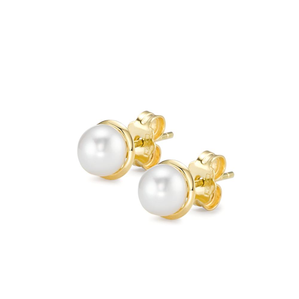 Clous d'oreilles Or jaune 18K perle d'eau douce Ø6.5 mm