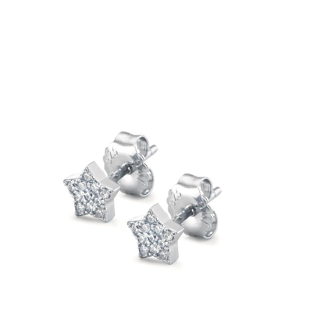 Clous d'oreilles Argent Zircone Rhodié Étoile Ø6 mm