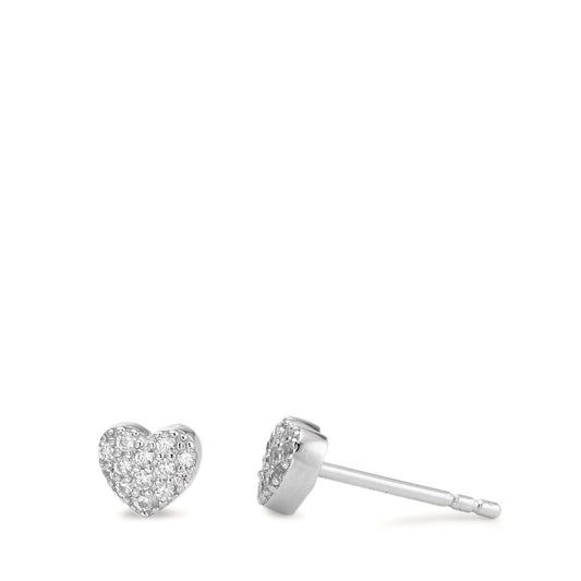 Clous d'oreilles Argent Zircone Rhodié Coeur Ø5 mm