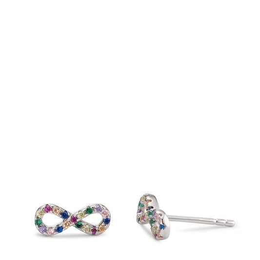 Clous d'oreilles Argent Zircone arc-en-ciel Rhodié Infini