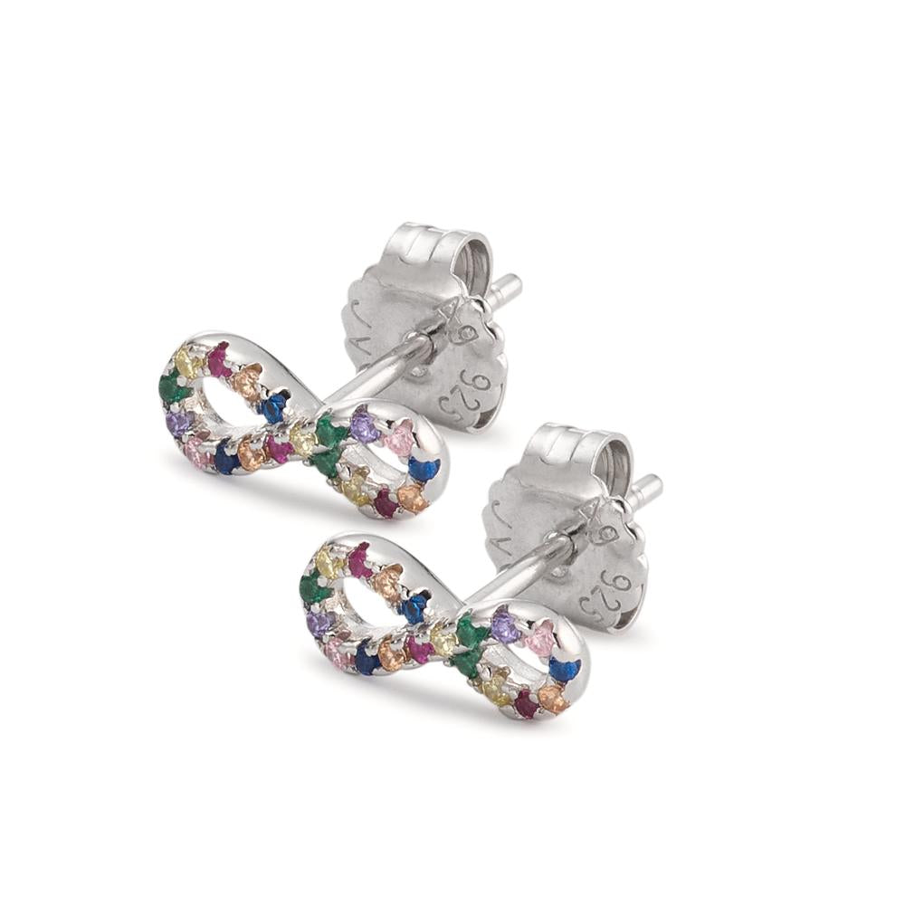 Clous d'oreilles Argent Zircone arc-en-ciel Rhodié Infini