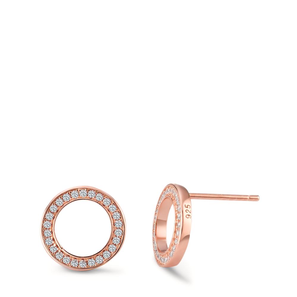 Clous d'oreilles Argent Zircone rosé Plaqué or Ø11 mm