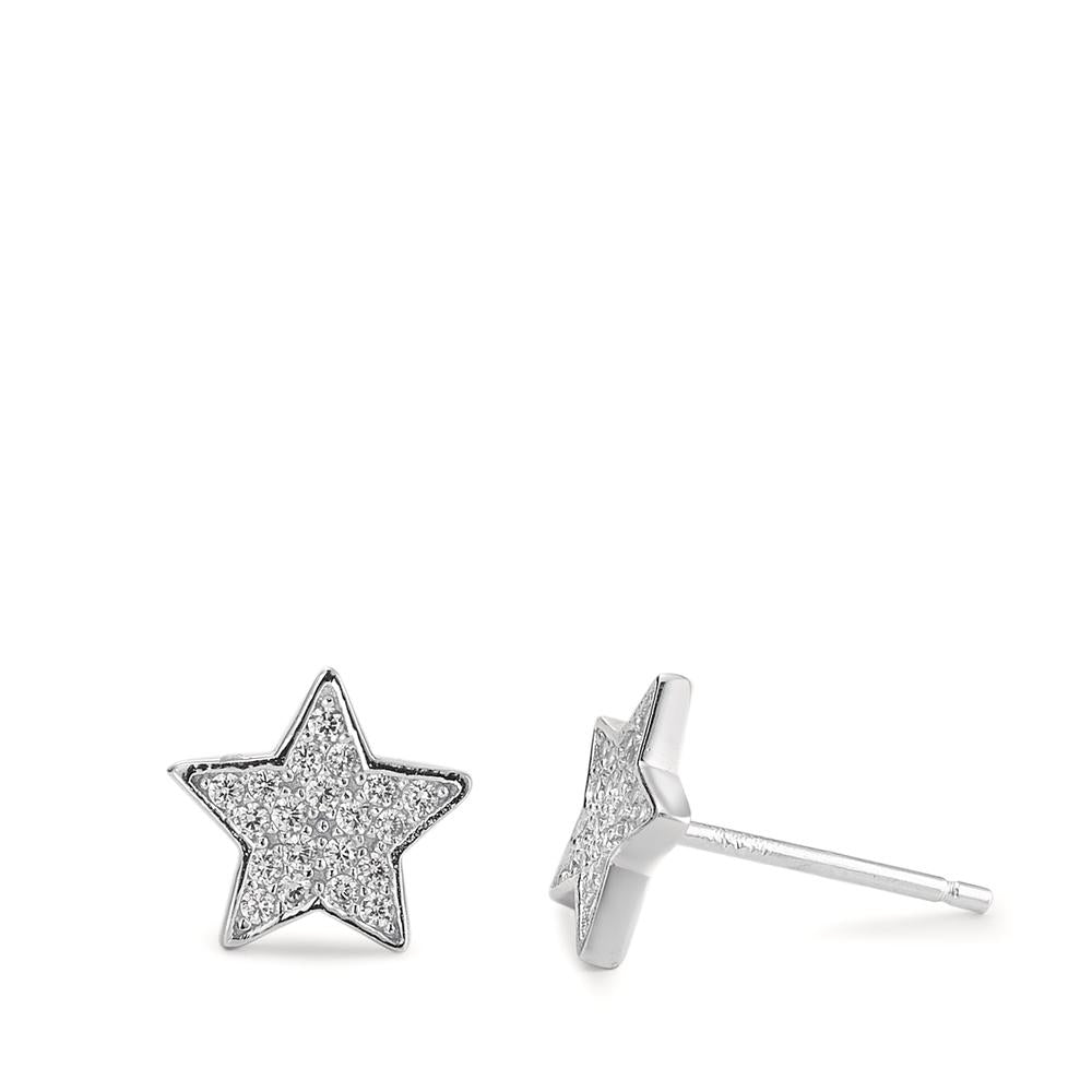 Clous d'oreilles Argent Zircone Rhodié Étoile Ø8 mm