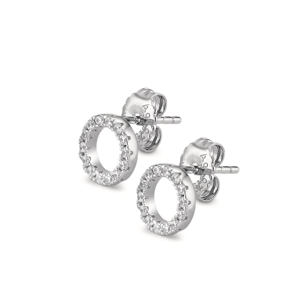 Clous d'oreilles Argent Zircone Rhodié Ø8 mm