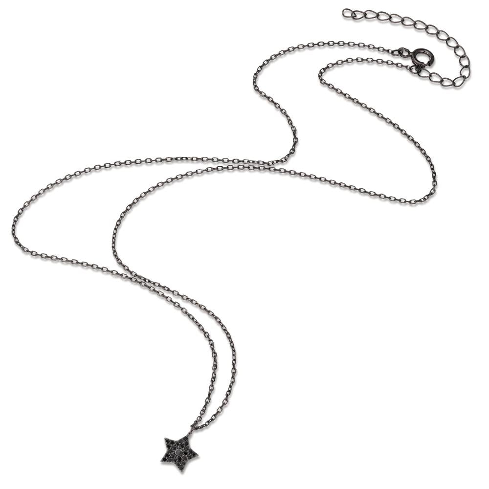 Collier Argent Zircone noir Rhodié Étoile 42-45 cm