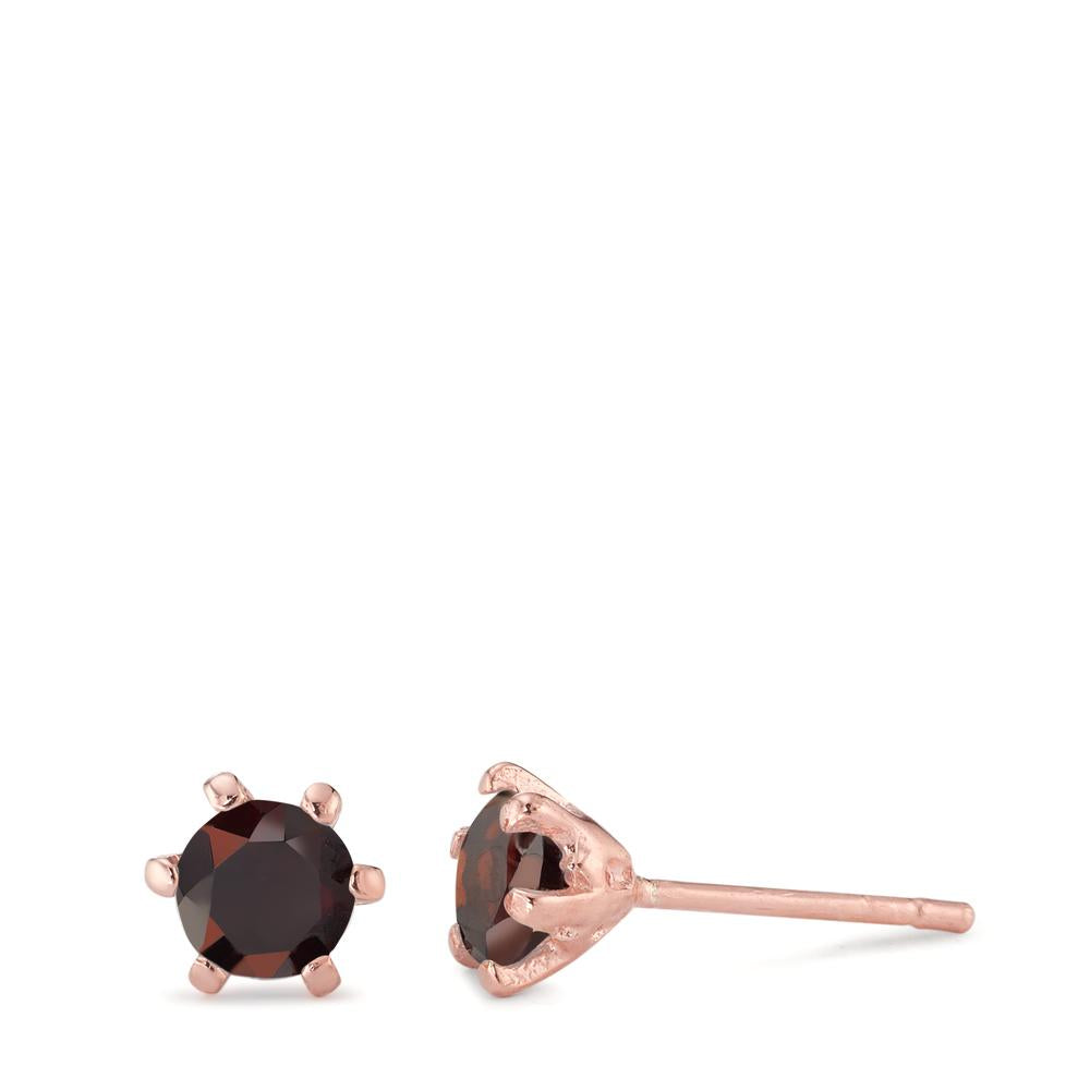 Ohrstecker Silber Granat 2 Steine rosé vergoldet Ø6.5 mm