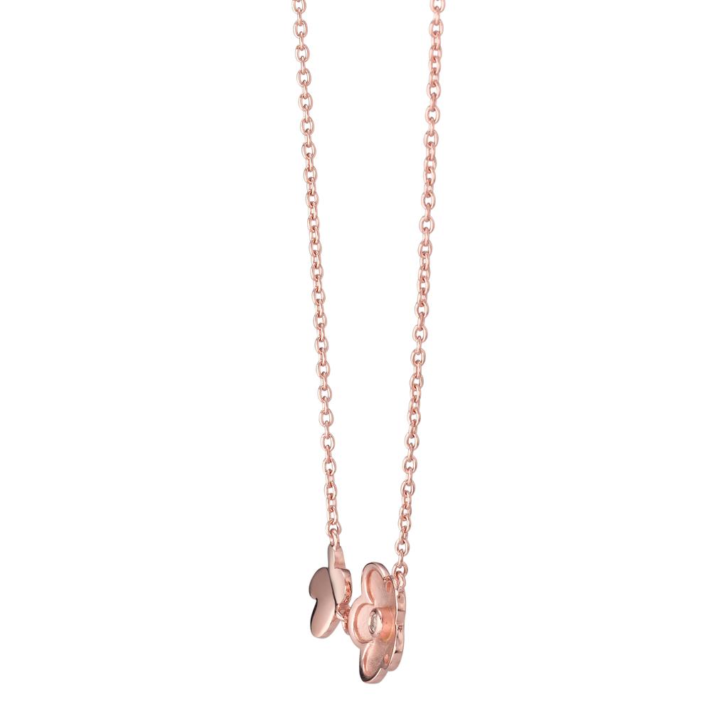 Collier Argent Zircone rosé Plaqué or Fleur 42-45 cm