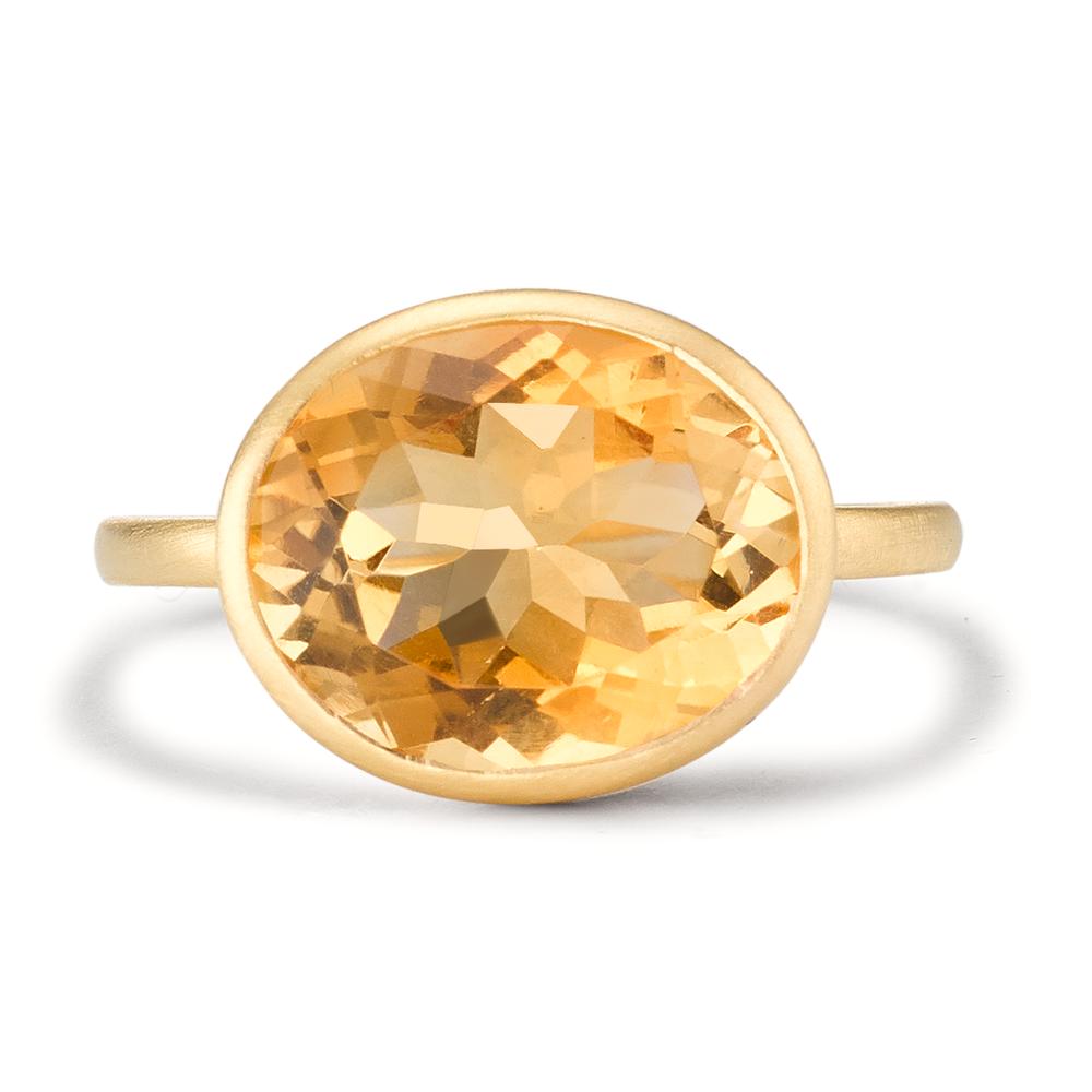 Bague Argent Citrine jaune Plaqué or