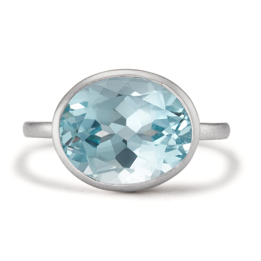 Fingerring Silber Topas blau rhodiniert