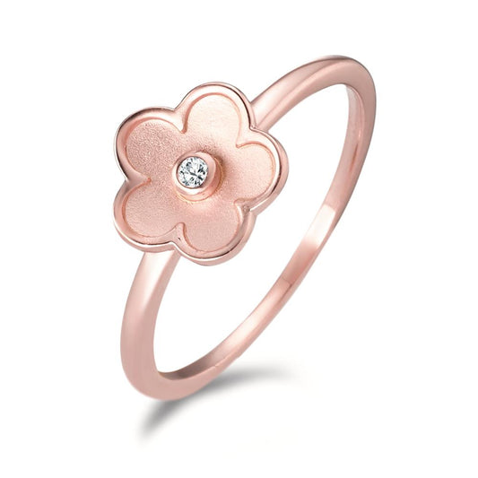 Fingerring Silber Zirkonia rosé vergoldet Blume Ø9 mm