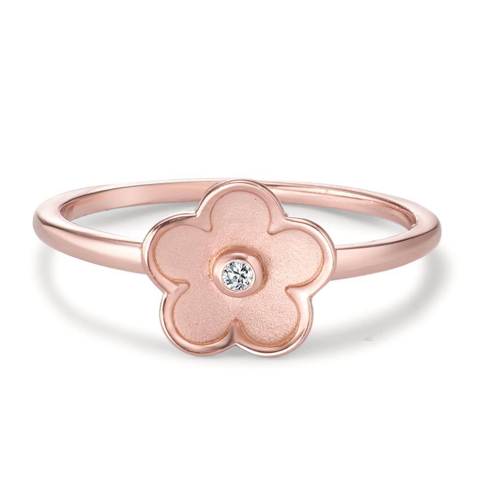 Bague Argent Zircone rosé Plaqué or Fleur Ø9 mm