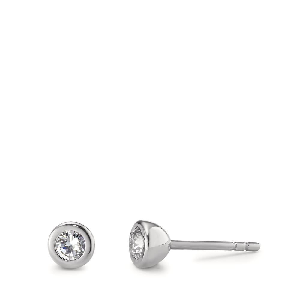 Clous d'oreilles Acier inoxydable Zircone blanc, 2 Pierres Ø5 mm