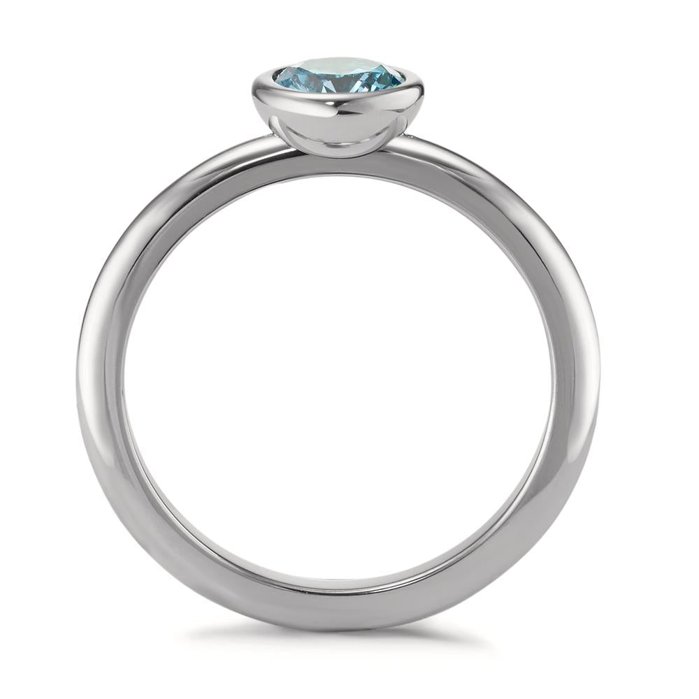 Bague Acier inoxydable Zircone aqua Ø7 mm