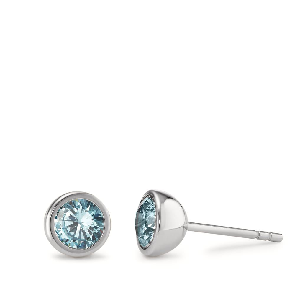 Ohrstecker Joy Edelstahl mit Aqua Blue Zirkonia, Ø7mm