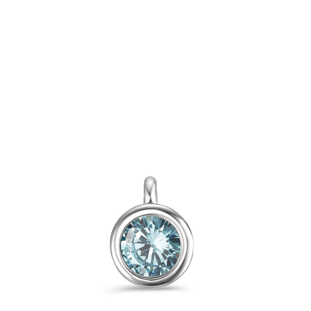 Charm-Anhänger Joy Edelstahl mit Aqua Blue Zirkonia, Ø7mm