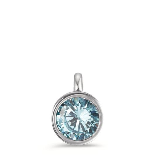 Charm-Anhänger Joy Edelstahl mit Aqua Blue Zirkonia, Ø9.5mm