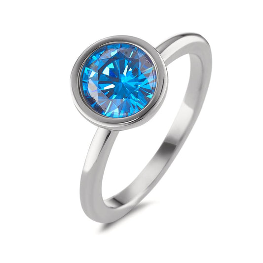 Bague Acier inoxydable Zircone bleu Ø9.5 mm