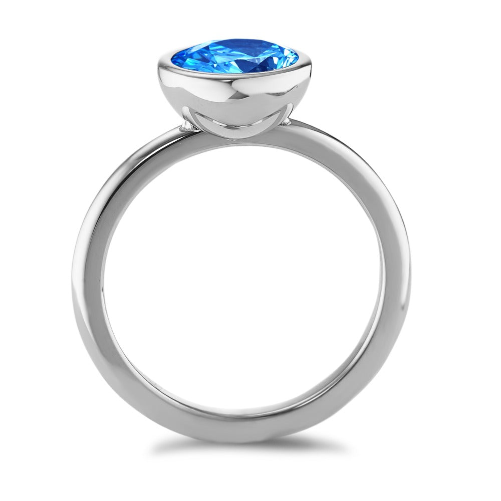 Bague Acier inoxydable Zircone bleu Ø9.5 mm