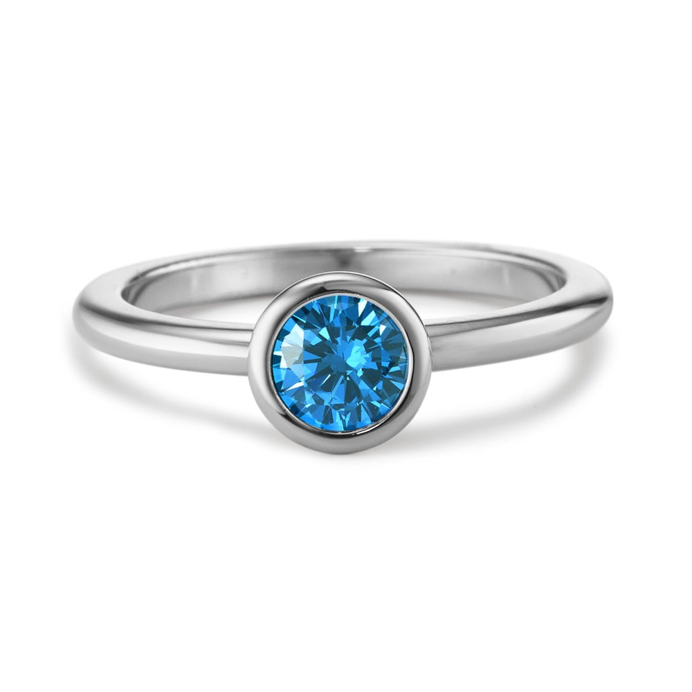 Fingerring Edelstahl Zirkonia blau Ø7 mm