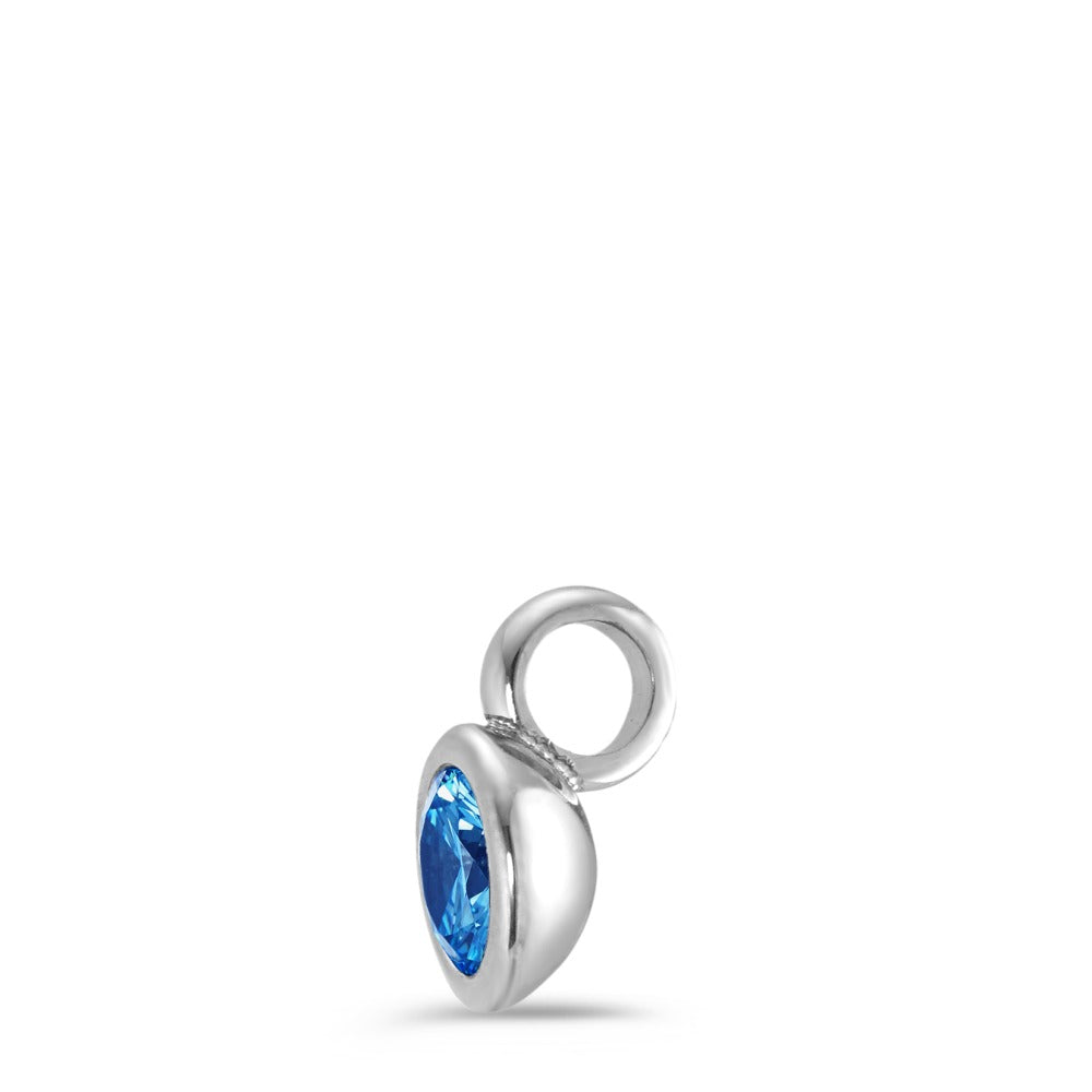 Pendentif Acier inoxydable Zircone bleu Ø7 mm