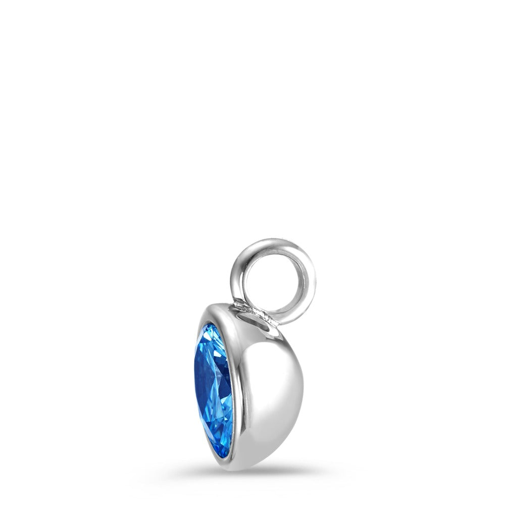 Pendentif Acier inoxydable Zircone bleu Ø9.5 mm