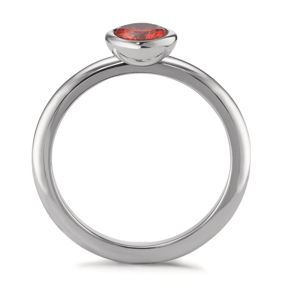 Fingerring Edelstahl Zirkonia rot Ø7 mm