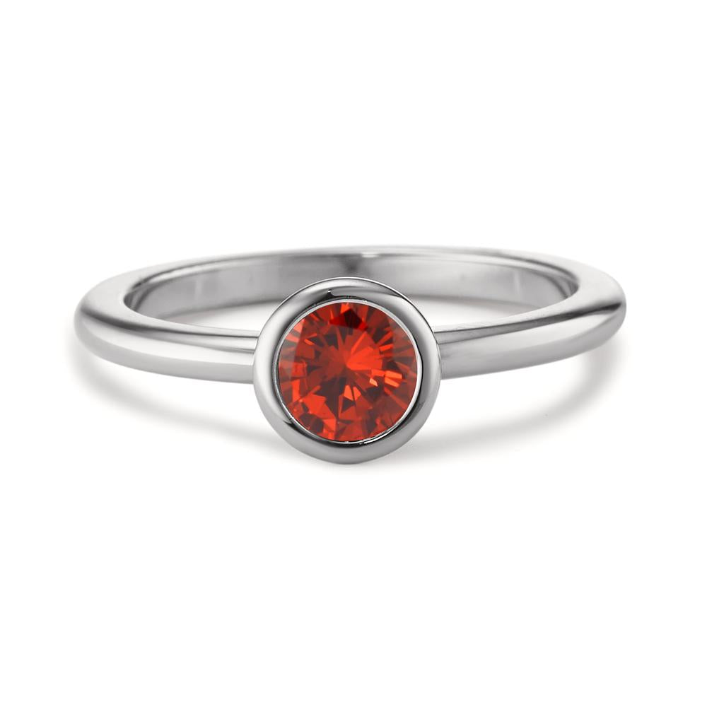 Bague Acier inoxydable Zircone rouge Ø7 mm