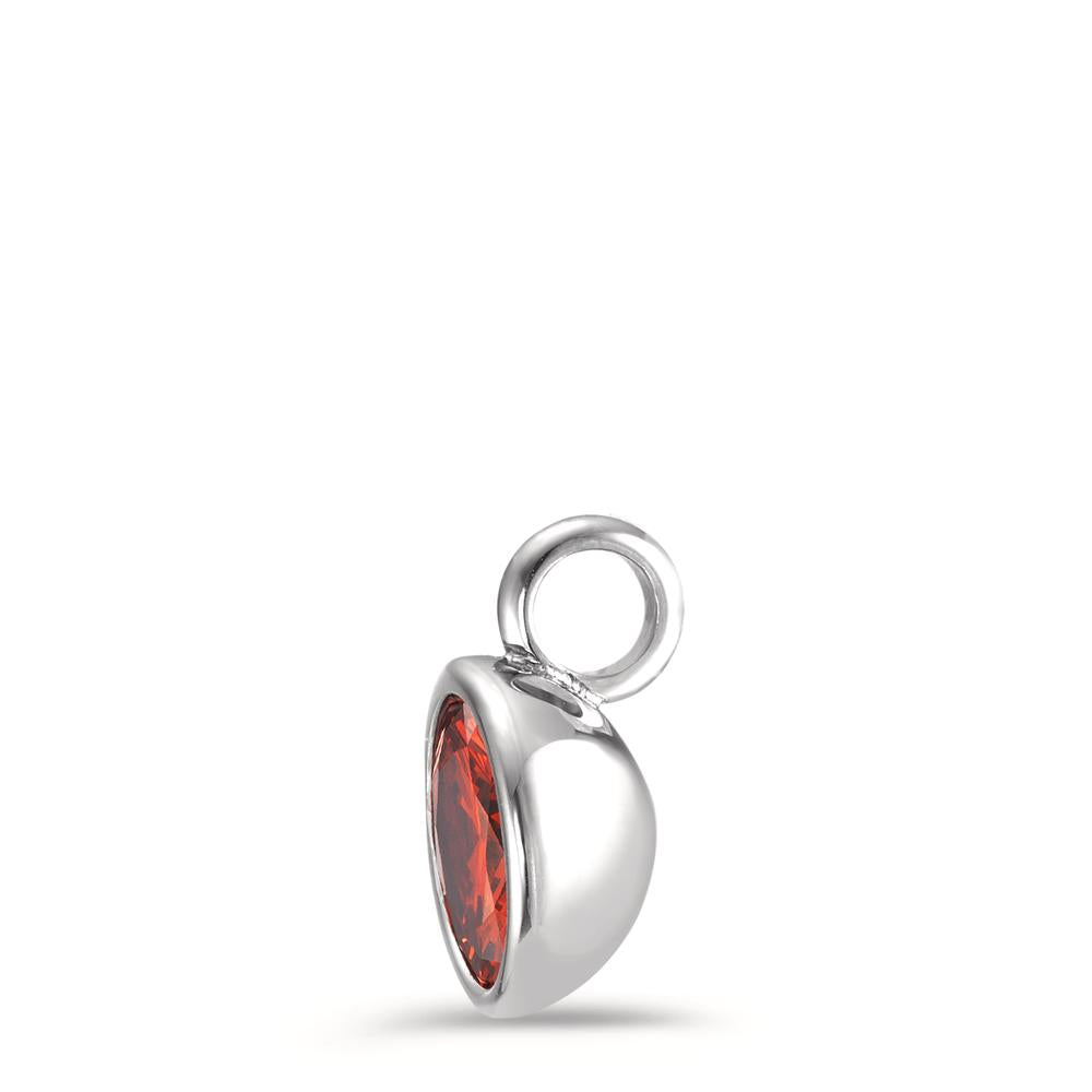 Pendentif Acier inoxydable Zircone rouge Ø9.5 mm