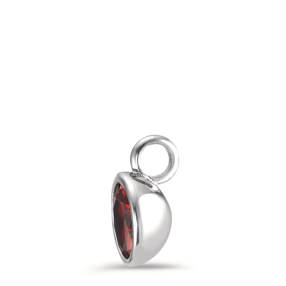 Pendentif Acier inoxydable Zircone bordeaux Ø9.5 mm