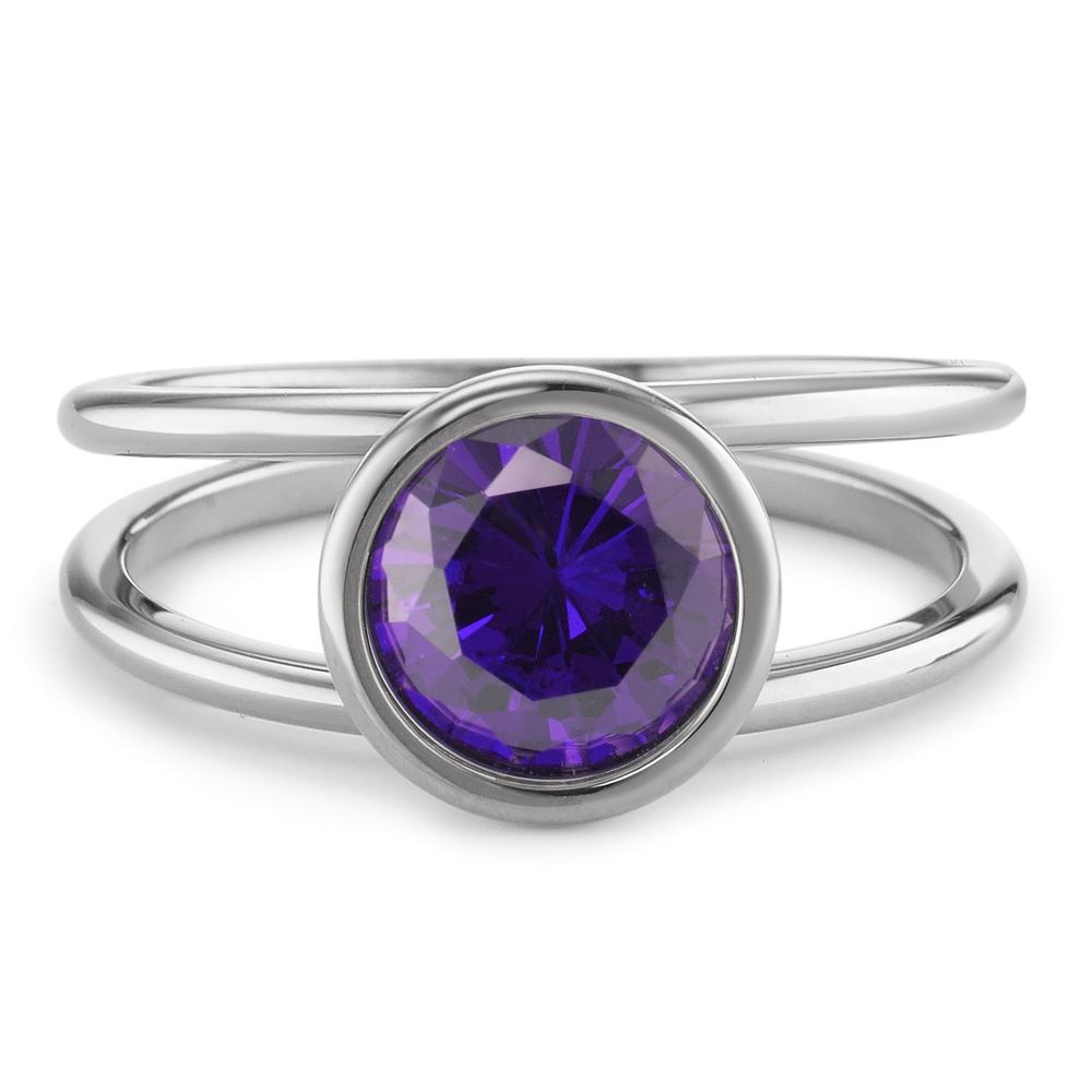 Bague Acier inoxydable Zircone violet Ø9.5 mm