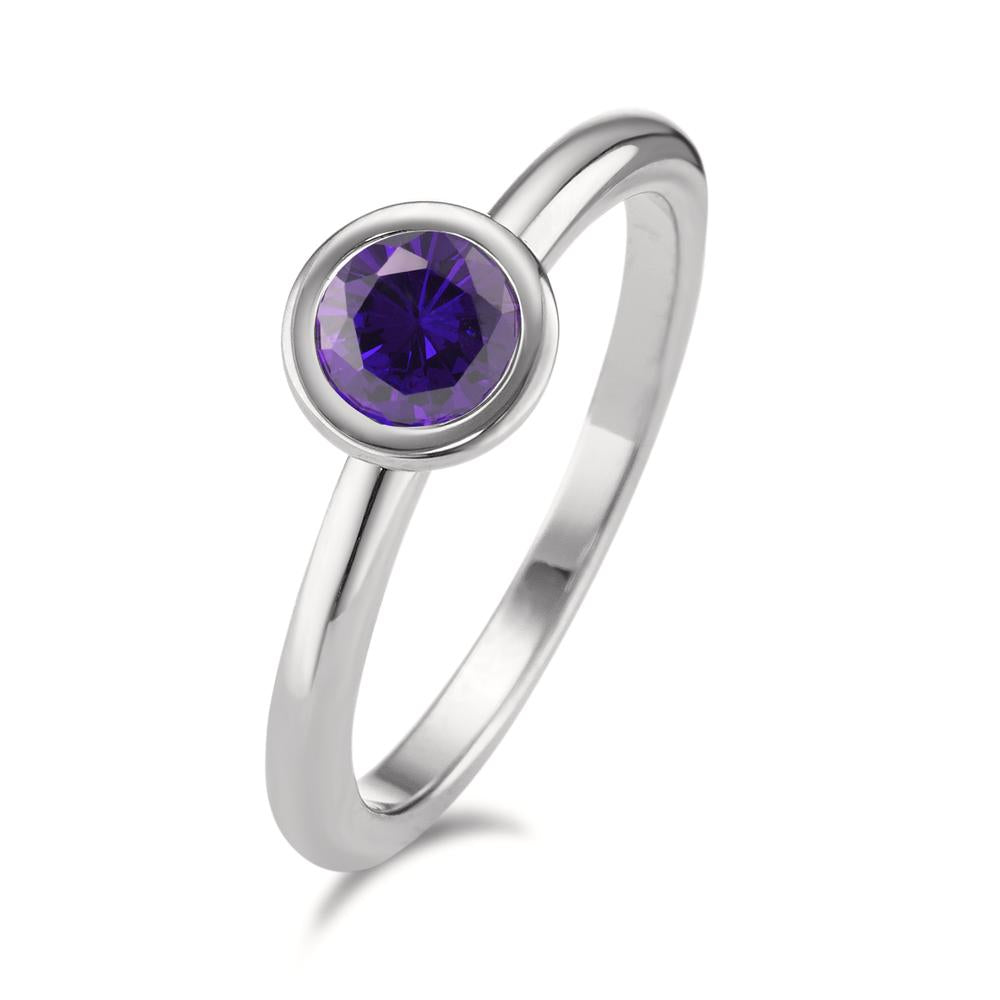 Bague Acier inoxydable Zircone violet Ø7 mm