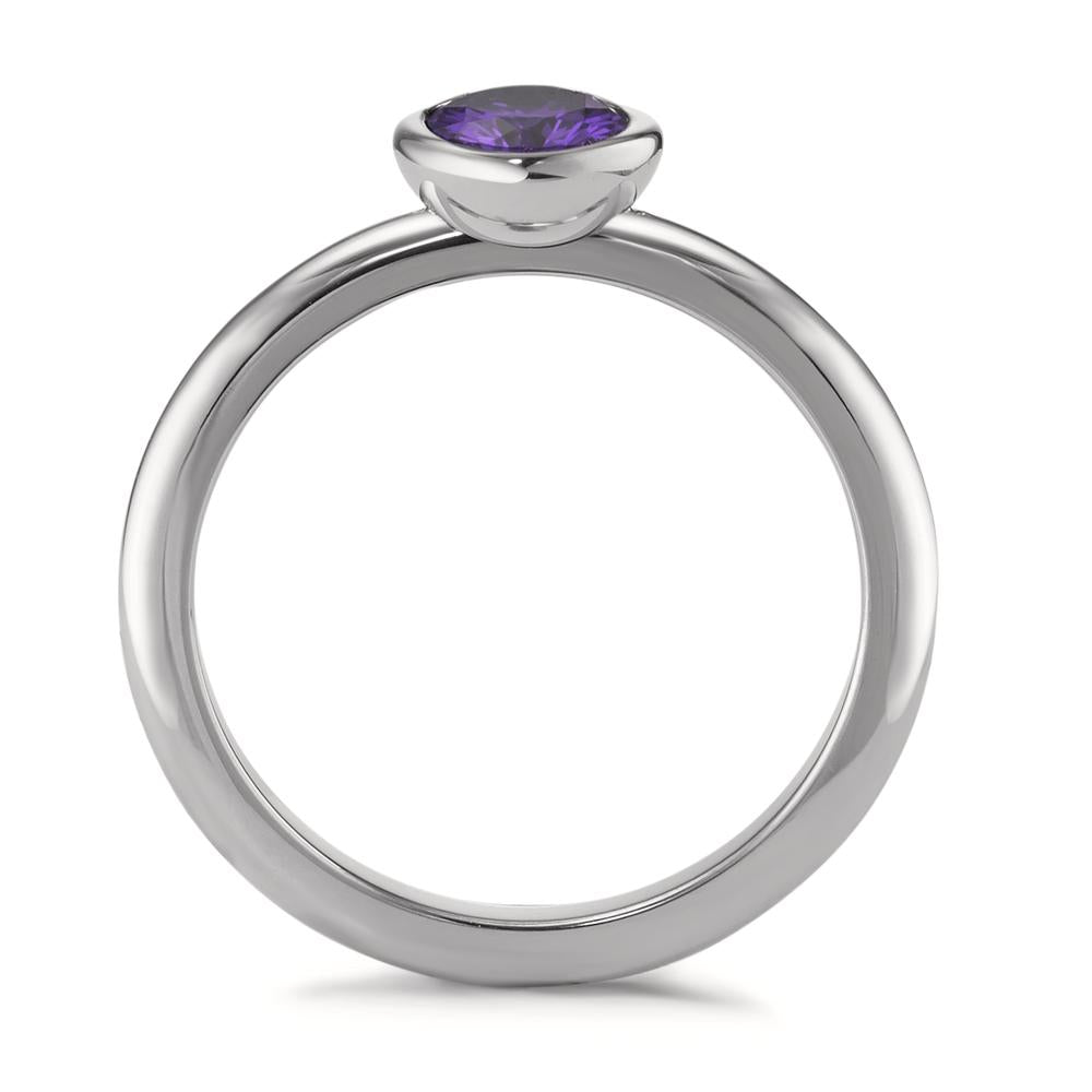 Bague Acier inoxydable Zircone violet Ø7 mm