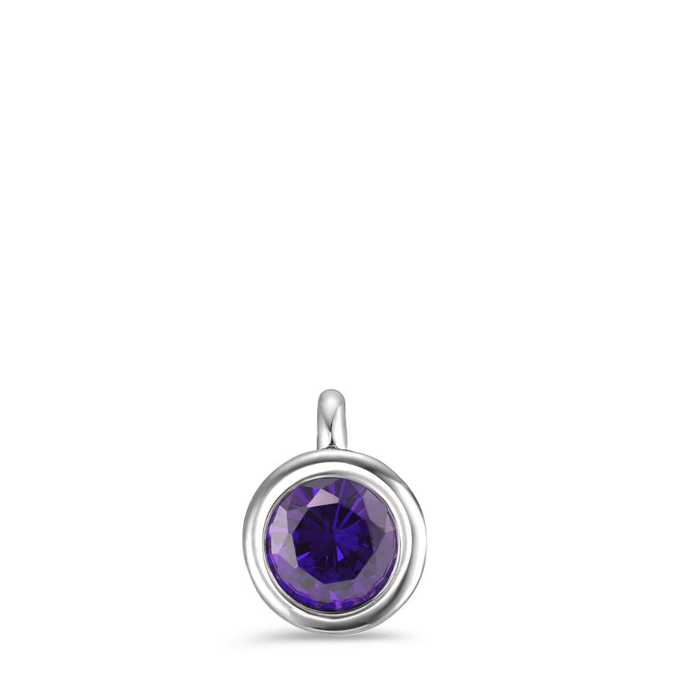 Pendentif Acier inoxydable Zircone violet Ø7 mm